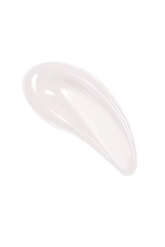 Honor the House Caribbean Sun French Vanilla SPF 30 Lip Balm swatch showing a clear, transparent gloss finish. Gourmet flavored lip balm with broad-spectrum UVA/UVB protection and zero white cast.