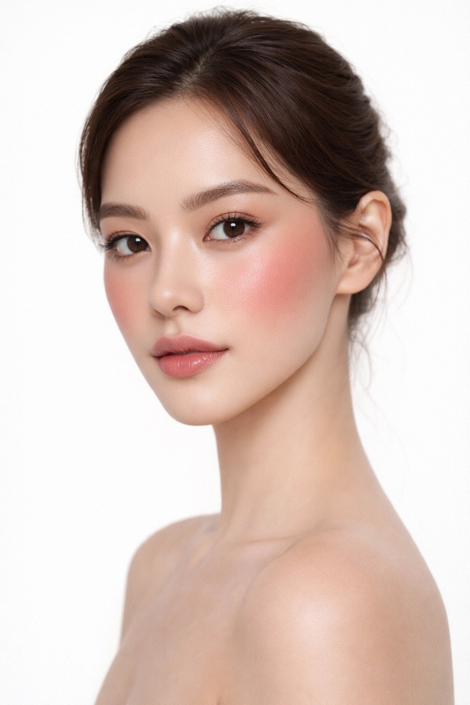 Soft natural cream blush application Asian skin tone - Honor The House luxury makeup for subtle healthy glow