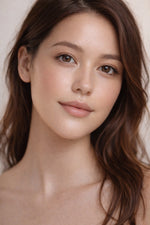 Warm Mirage vegan liquid foundation on beautiful Asian model with brown hair by Honor The House