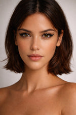 Redbone Flex vegan liquid foundation on beautiful Middle Eastern model with brownish hair by Honor The House