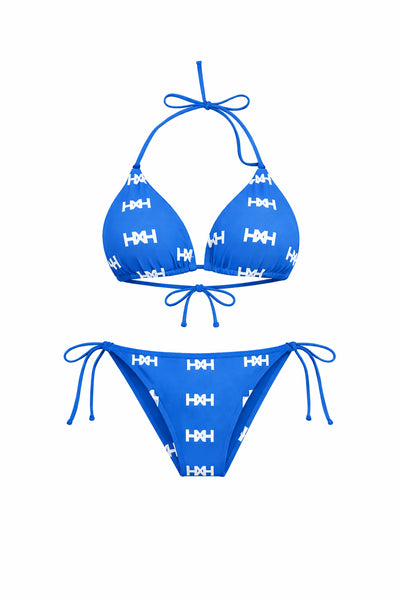 Honor The House Atlantic Blue Bikini with an off-white background.