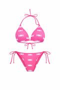 Honor The House Bubble Gum Pink Bikini with an off-white background.