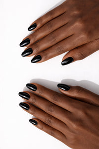 Umbreon Black vegan nail polish on Ebony model hands by Honor The House