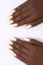 French Vanilla vegan nail polish on Ebony model hands by Honor The House