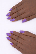 Royal Purple vegan nail polish on Ebony model hands by Honor The House