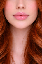 Honor The House Caribbean Sun SPF 30 Lip Balm Sweet Strawberry on redhead lips.