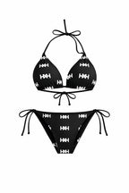 Honor The House Breeze Off The Ocean Bikini in Umbreon Black with an off-white background 