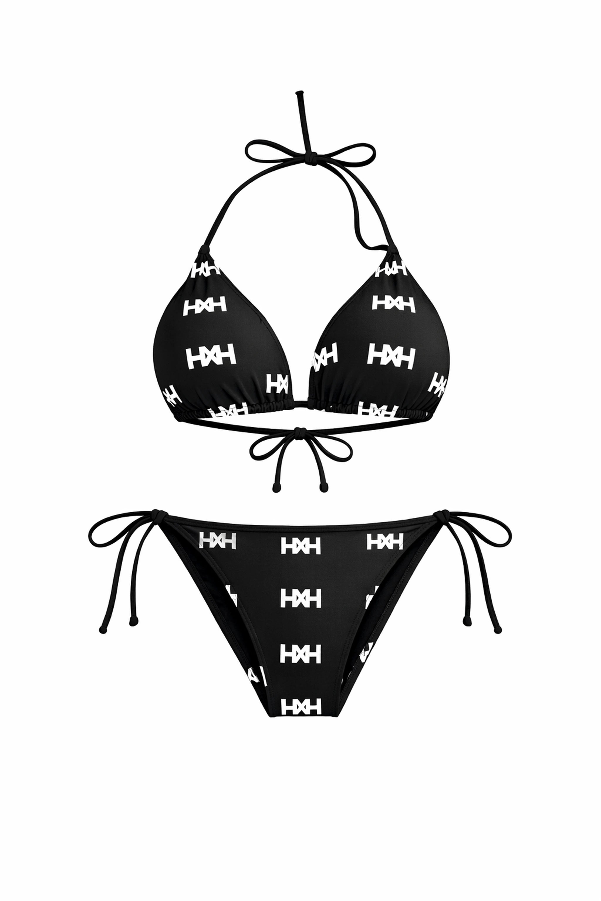 Honor The House Breeze Off The Ocean Bikini in Umbreon Black with an off-white background 