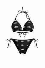 Honor The House Breeze Off The Ocean Bikini in Umbreon Black with an off-white background 